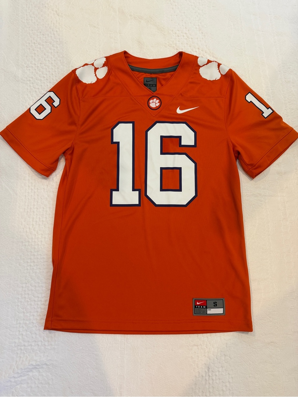 Nike Clemson Tigers Jersey Men's Small #16 Trevor Lawrence Orange NCAA Football